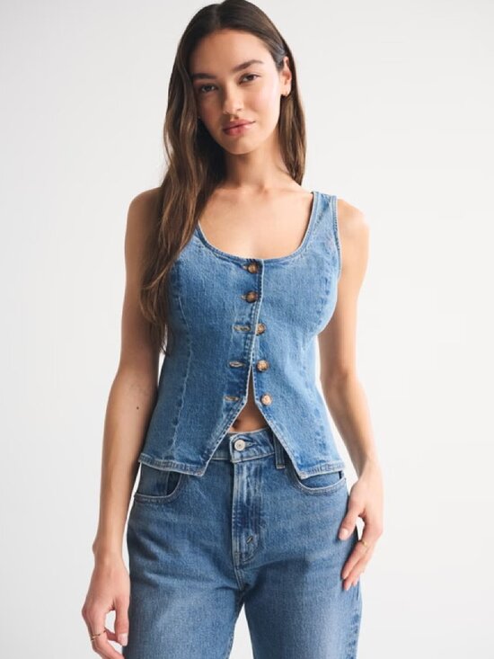 Abercrombie & Fitch Tops - Abercrombie Tie-Back Scoop Neck Denim Vest
